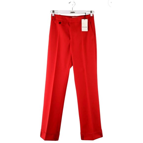 Zadig & Voltaire Poetia Turn-Up Hem Gabardine Trousers Red 34 - Picture 1 of 10